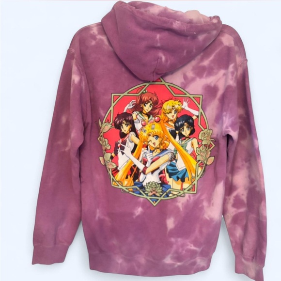 Sailor Moon Tops - Purple Sailor Moon Crystal Tie-Dye Hoodie | Anime Graphic Unisex Small